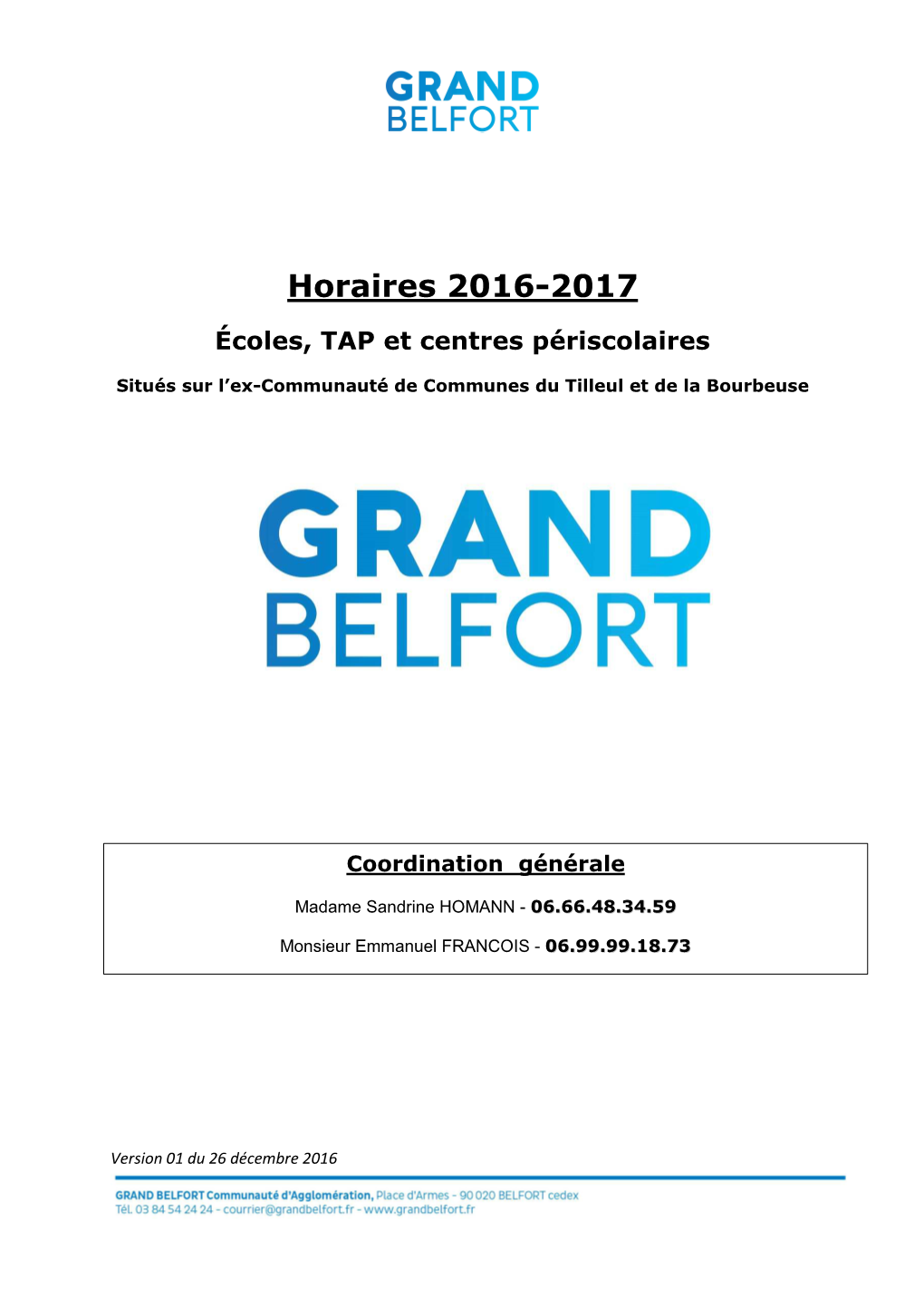 Horaires 2016-2017