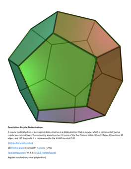 Description: Regular Dodecahedron a Regular Dodecahedron Or