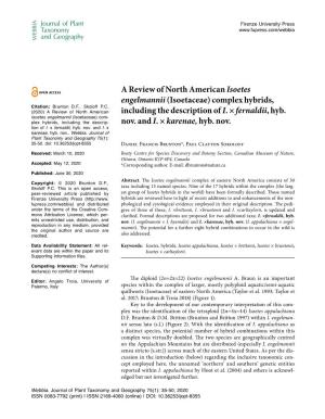 A Review of North American Isoetes Engelmannii (Isoetaceae) Complex Hybrids, Citation: Brunton D.F., Skoloff P.C