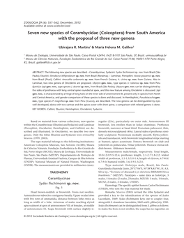 Coleoptera) from South America with the Proposal of Three New Genera