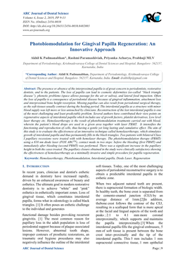 Photobiomodulation for Gingival Papilla Regeneration: an Innovative Approach