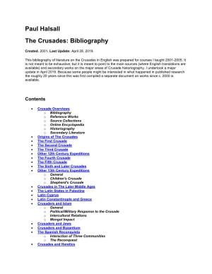 UNF Crusades: Bibliography