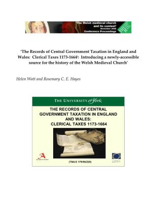The Records of Central Government Taxation