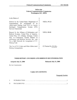 Federal Communications Commission FCC 00-256 Before The