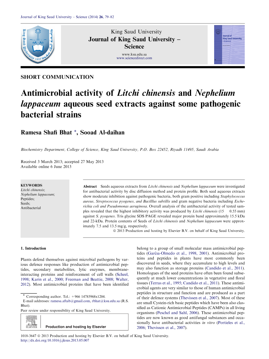 Antimicrobial Activity of Litchi Chinensis and Nephelium Lappaceum Aqueous Seed Extracts Against Some Pathogenic Bacterial Strains