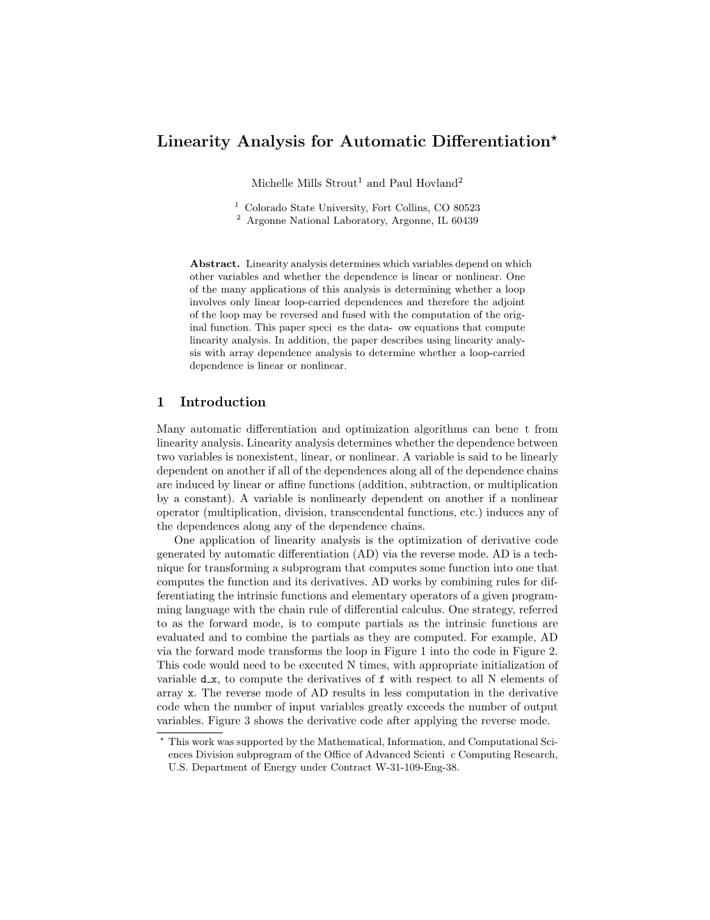 Linearity Analysis for Automatic Differentiation*