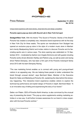 Press Release September 17, 2014 No