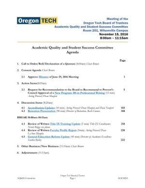 Academic Quality and Student Success Committee Agenda