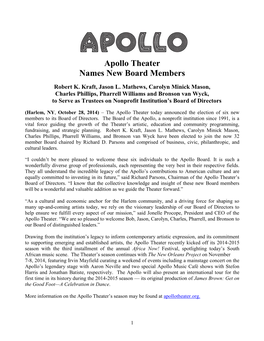 Apollo Theater Names New Board Members