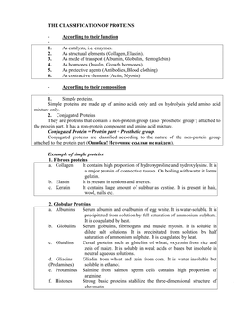 The Classification of Proteins