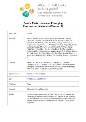 Device Performance of Emerging Photovoltaic Materials (Version 1)