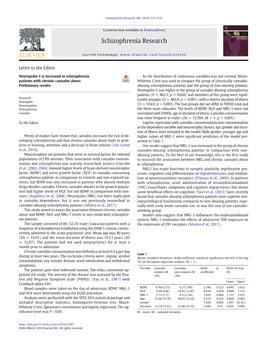 Neuregulin-1 Is Increased in Schizophrenia Patients with Chronic