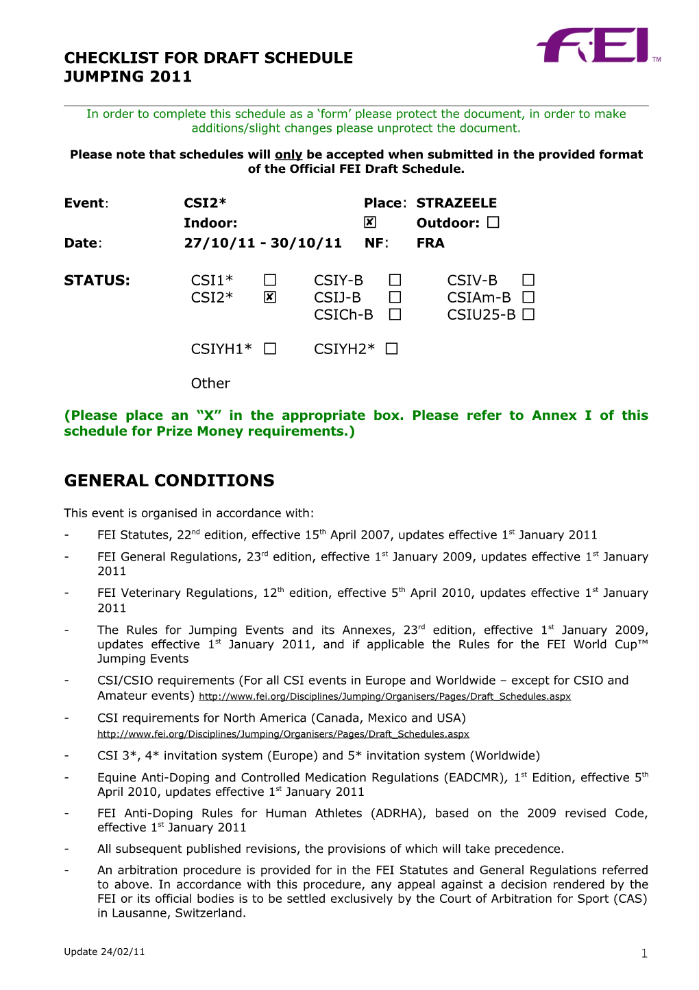 Federation Equestre Internationale	1998