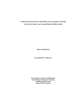 Comparison of Host-Parasite Relationships of Fasciola Gigantica Infection in Cattle (Bos Indicus) and Swamp Buffaloes (Bubalus Bubalis)