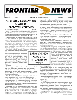 An Inside Look at the Death of Frontier Airlines La Rry Va Nno Ymu Rd Ered in a Riz O Na