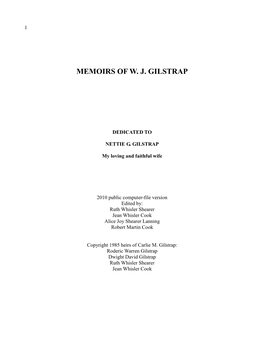 Memoirs of W. J. Gilstrap