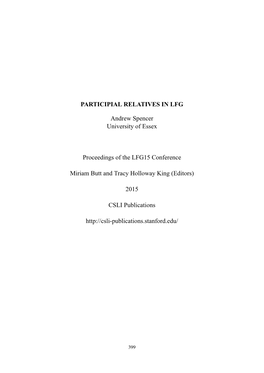 Proceedings of LFG08