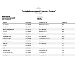 Complete List of Stores Located at Orlando International Premium