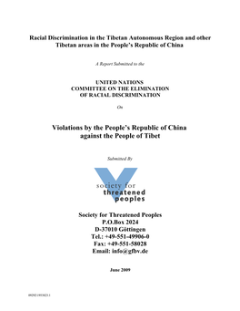Violations by the People's Republic of China Against the People of Tibet