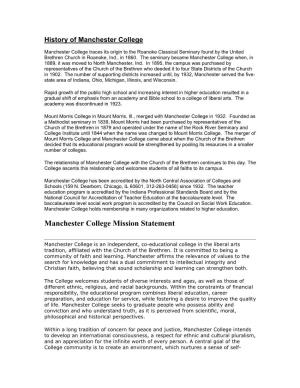 History of Manchester College
