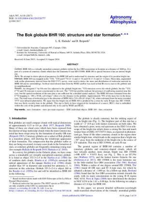 The Bok Globule BHR 160: Structure and Star Formation?,?? L