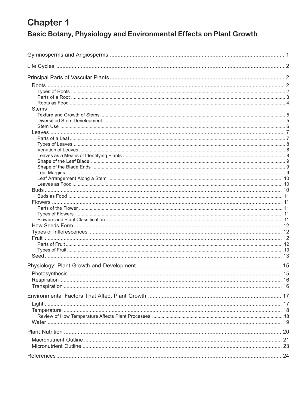 Chapter 1 Basic Botany, Physiology and Environmental Effects on Plant Growth