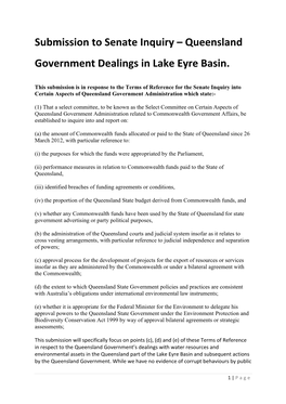 Queensland Government Dealings in Lake Eyre Basin