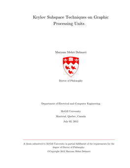 Krylov Subspace Techniques on Graphic Processing Units