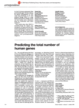 Predicting the Total Number of Human Genes