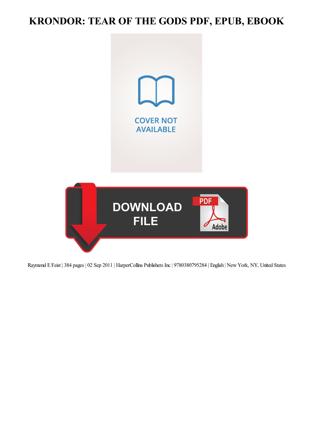 Ebook Download Krondor: Tear of the Gods