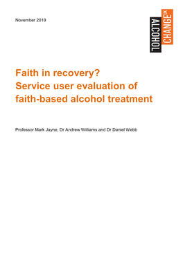 Service User Evaluation of Faith-Based Alcohol Treatment