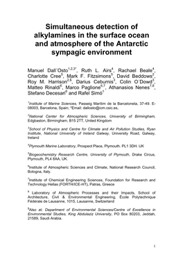 Simultaneous Detection of Alkylamines in the Surface Ocean and Atmosphere of the Antarctic Sympagic Environment