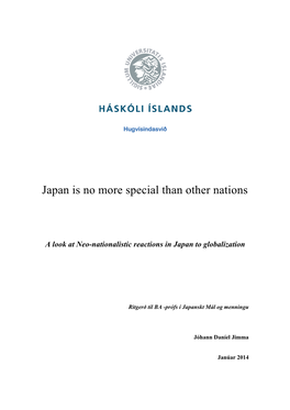 Japan Is No More Special Than Other Nations