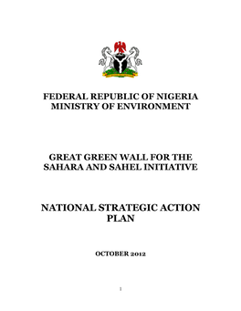 Great Green Wall for the Sahara and Sahel Initiative. National Strategic