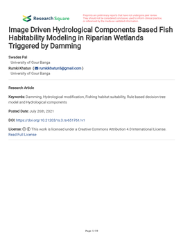 Image Driven Hydrological Components Based Fish Habitability Modeling in Riparian Wetlands Triggered by Damming