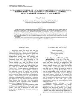 Mammals from the Blue Ash Local Fauna (Late Oligocene), South Dakota