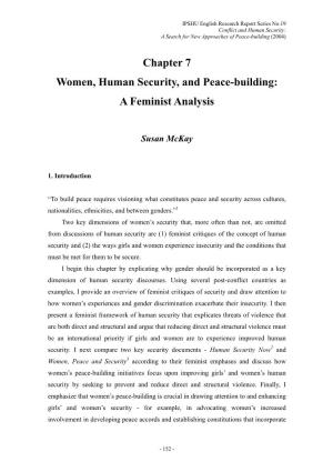 Chapter 7 Women, Human Security, and Peace-Building: a Feminist Analysis