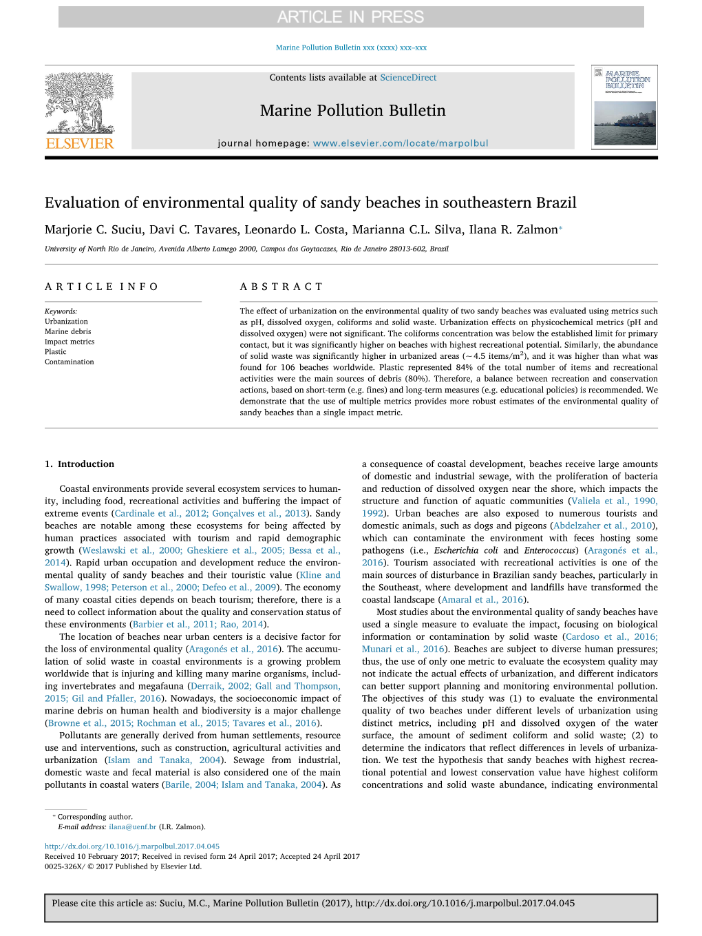 Evaluation of Environmental Quality of Sandy Beaches in Southeastern Brazil