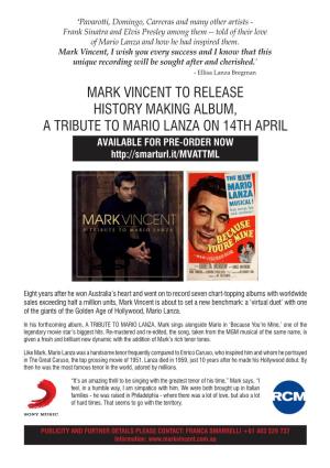 Mark Vincent Lanza Tribute Album Announced