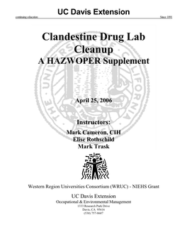Clandestine Drug Lab Cleanup a HAZWOPER Supplement