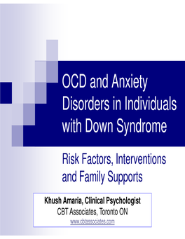 OCD and Anxiety Disorders in Individuals with Down Syndrome