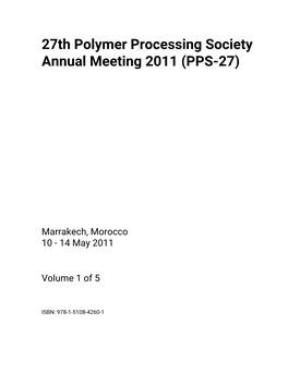27Th Polymer Processing Society Annual Meeting 2011 (PPS-27)