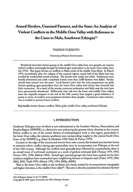 An Analysis of Violent Conflicts in the Middle Omo Valley with Reference to the Cases in Malo, Southwest Ethiopiau>