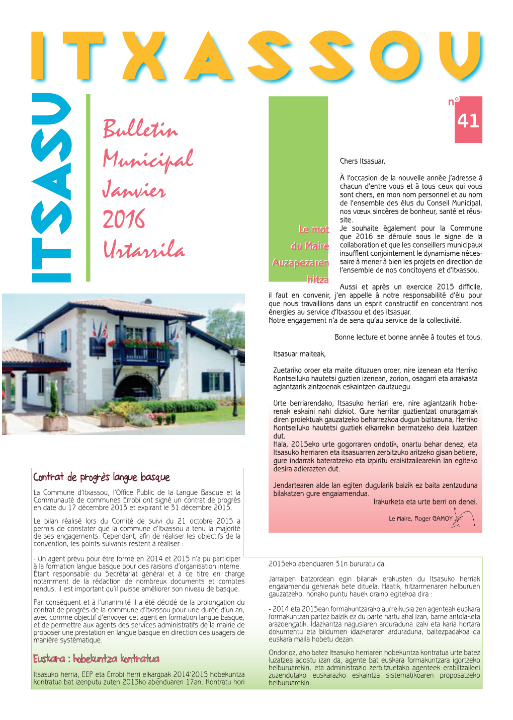 Su Bulletin Municipal Janvier 2016 Urtarrila