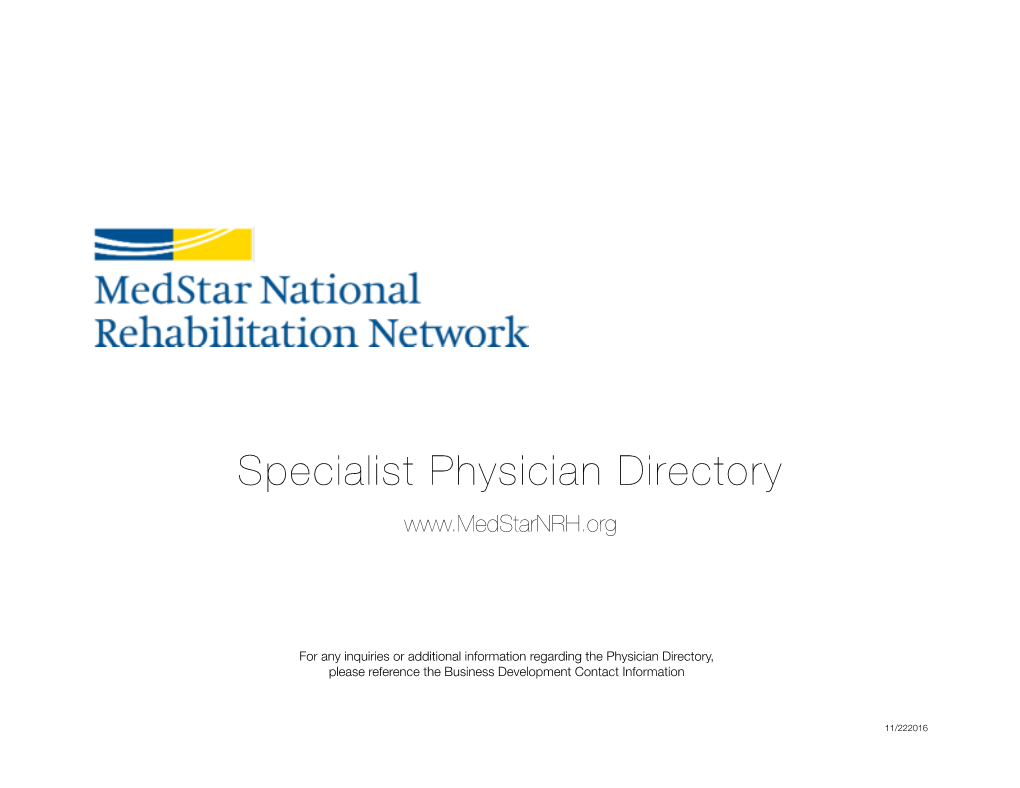 Specialist Physician Directory !