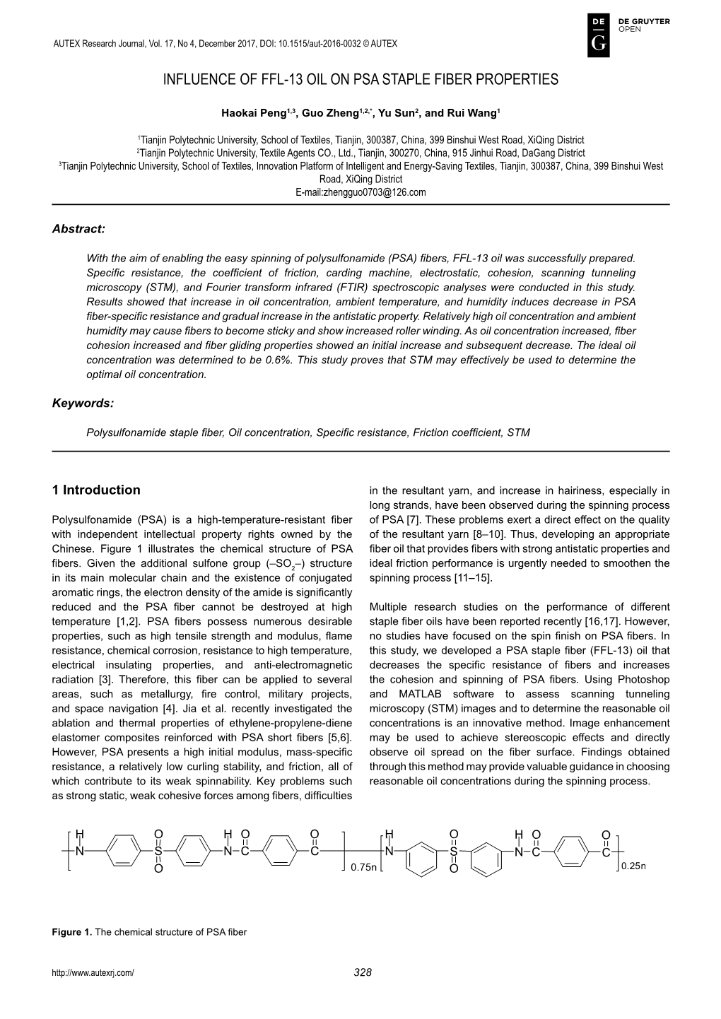 Influence of Ffl-13 Oil on Psa Staple Fiber Properties