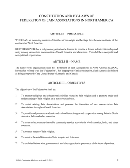 The Current Jaina Constitution