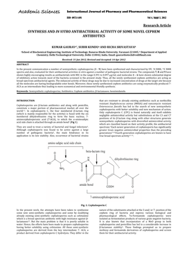 Design, Development, Synthesis and in Vitro Antibacterial Activity of Some Novel Cephem Antibiotics