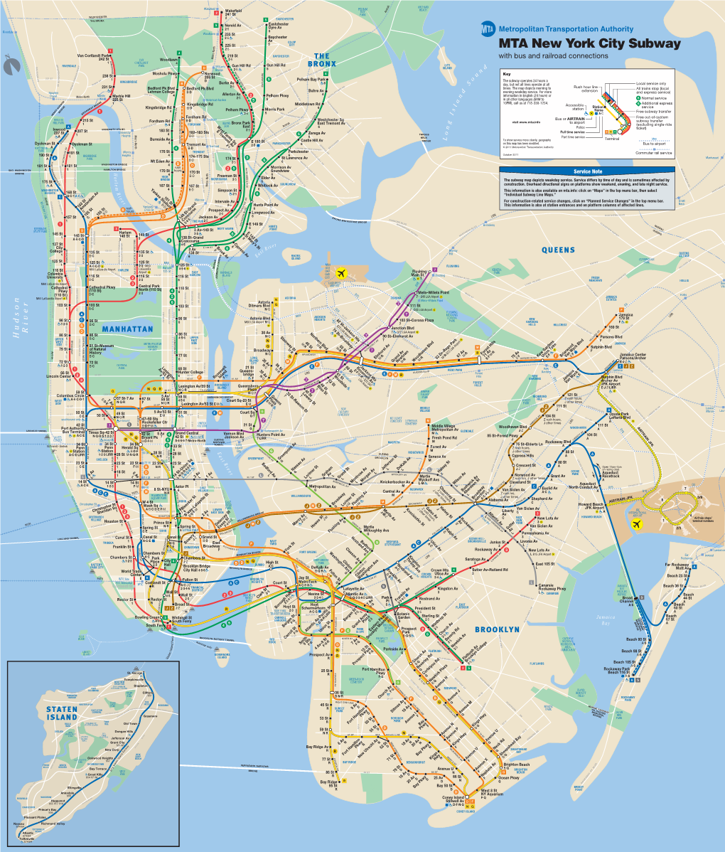Subway Map Depicts Weekday Service