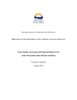 Sooke Watersheds, Inlet, Harbour and Basin Water Quality Assessment and Proposed Objectives
